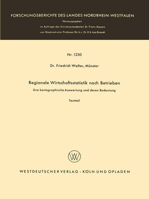 cover image of Regionale Wirtschaftsstatistik nach Betrieben
